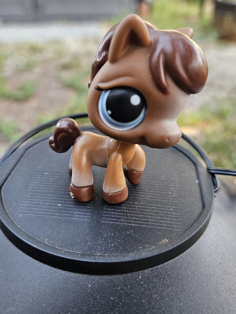LITTLEST PET SHOP PONY HORSE # 337 CHOCOLATE BROWN BLUE EYES